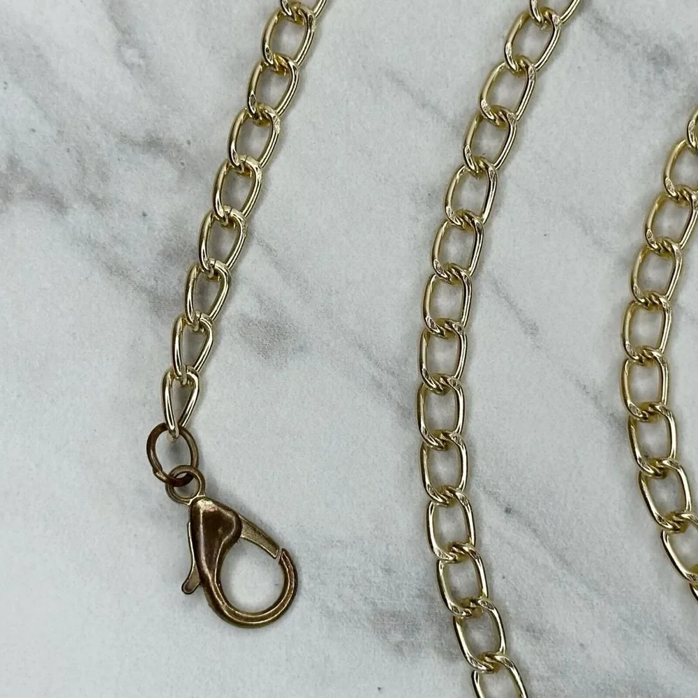 Gold Tone Skinny Chain Link Belt with Bar Details Y2K Festival ✨